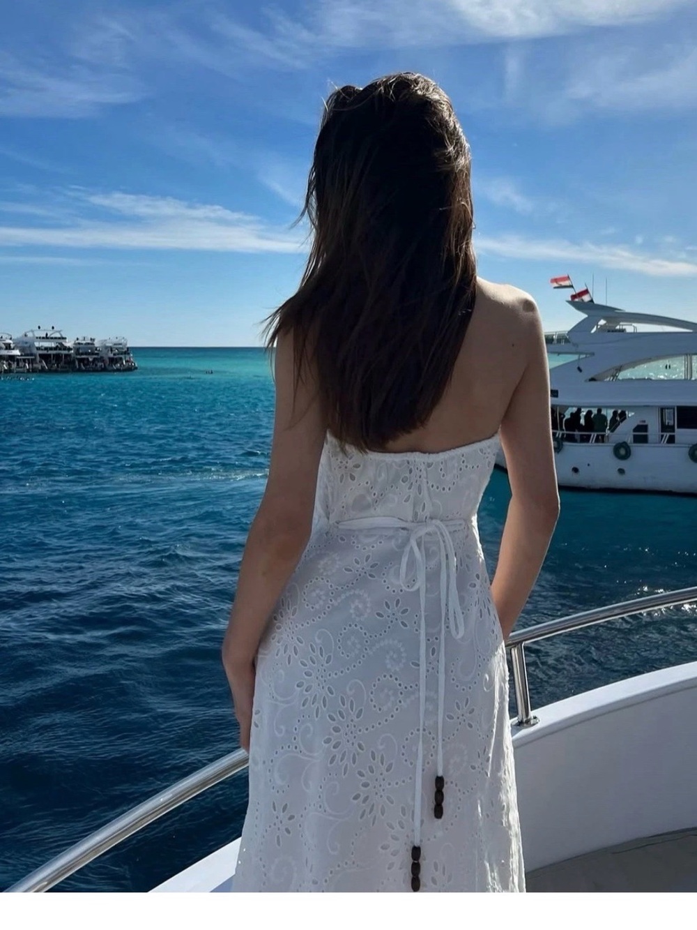 Zara White One-Shoulder Eyelet Midi Dress - Picture 8 of 8